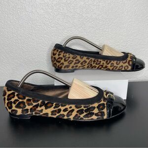 AGL Animal Print Calf Hair Cap Toe Flats 38